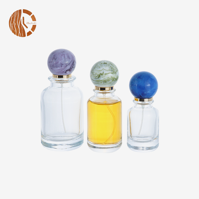 Cylinder Empty Perfume Spray Bottle With Ball Shape Cap Lid
